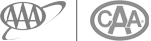 The image shows two logos: the AAA (American Automobile Association) logo on the left and the CAA (Canadian Automobile Association) logo on the right.